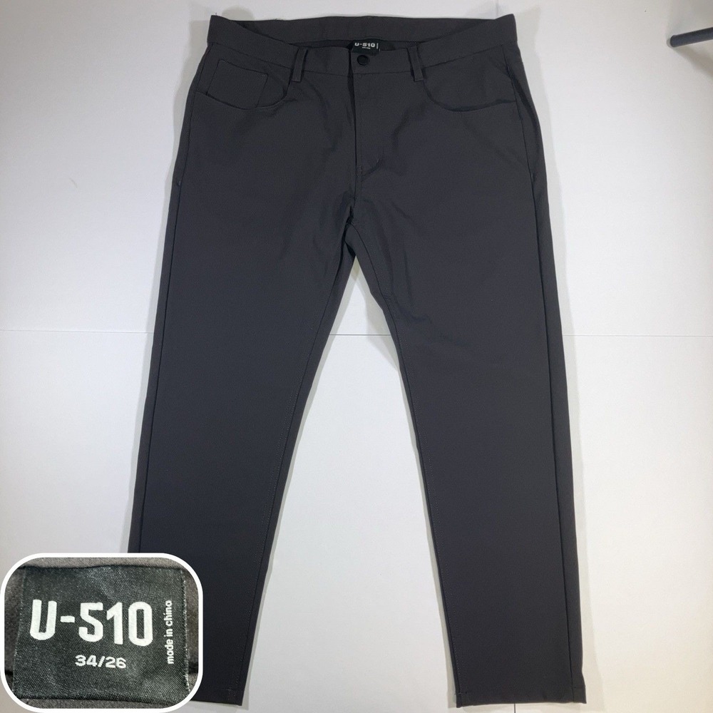Under 510 U-510 Chino Tech Pants Mens 34x26 Dark Gray Tapered Stretch